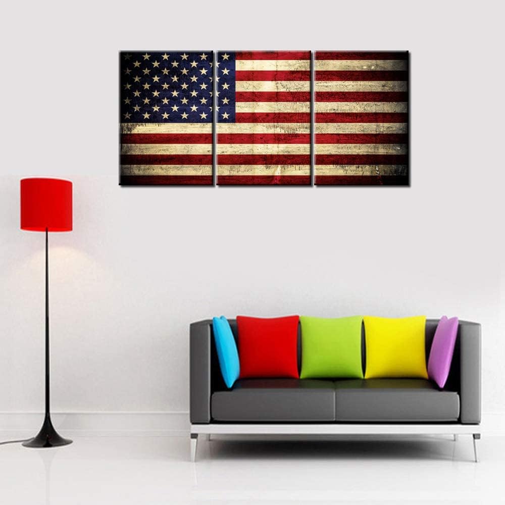 Retro American Flag Framed Canvas Wall Art