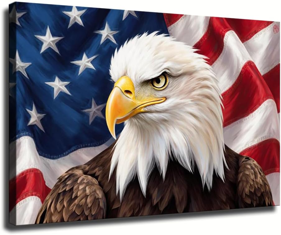 Patriotic Eagle Unframed Canvas Wall Art