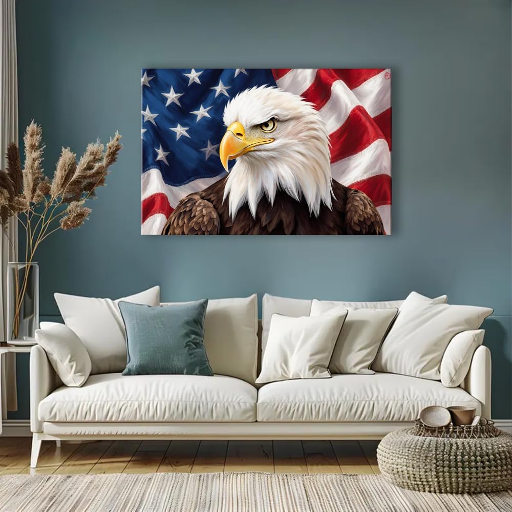 Patriotic Eagle Unframed Canvas Wall Art