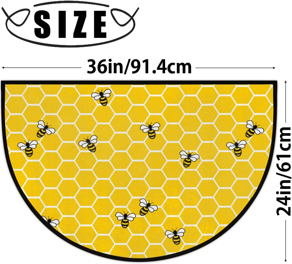 Honeycomb Bee Half‑Round Non‑Slip Welcome Doormat