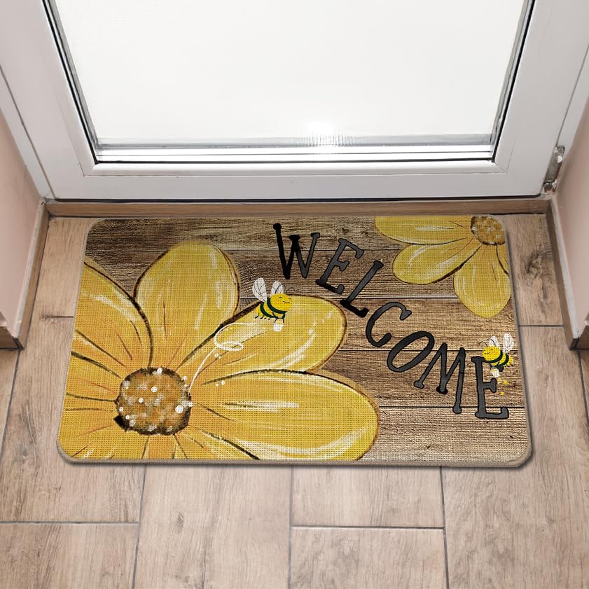 Sunflower Bee Farmhouse Welcome Doormat