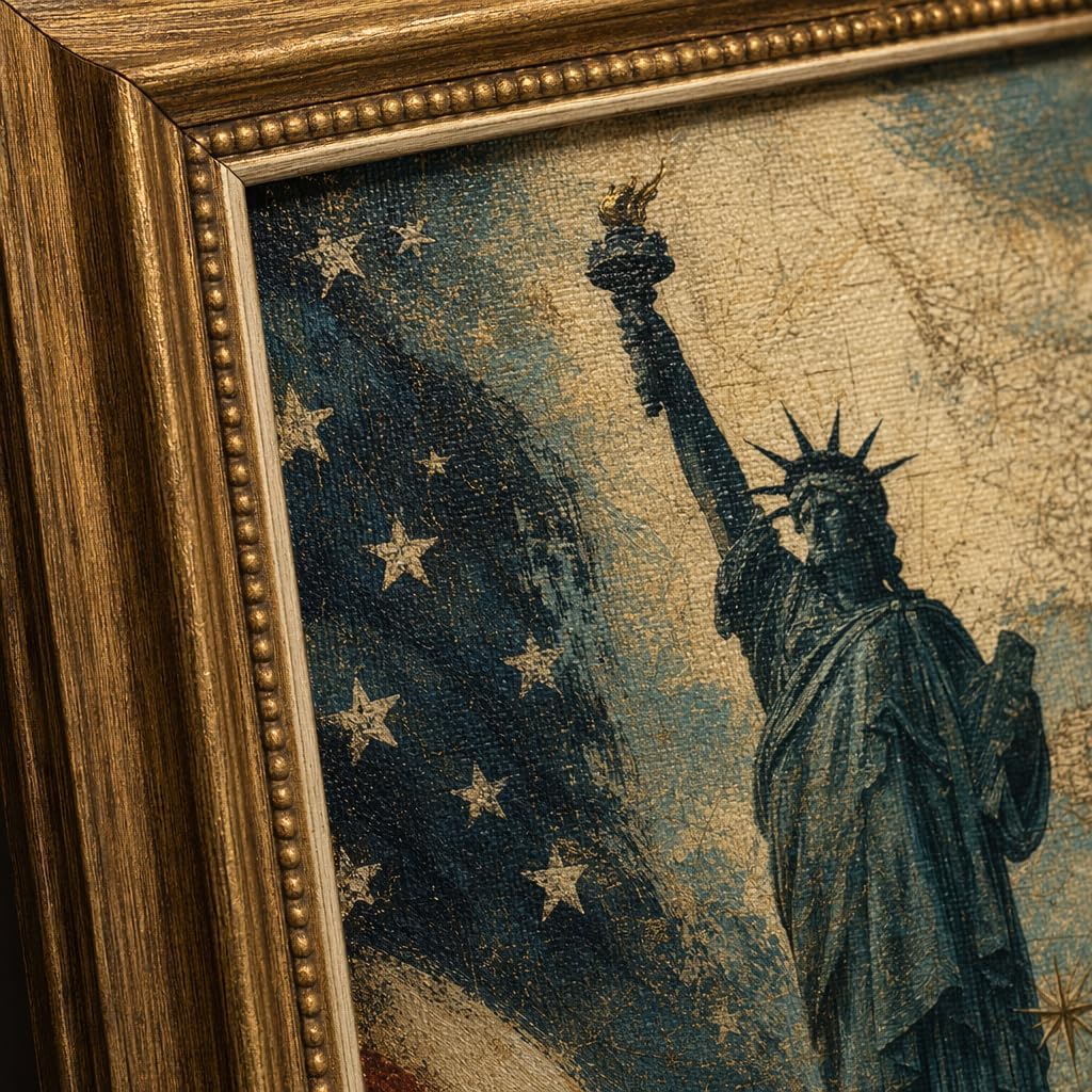 Vintage 1776 Patriotic Monument Framed Canvas Wall Art