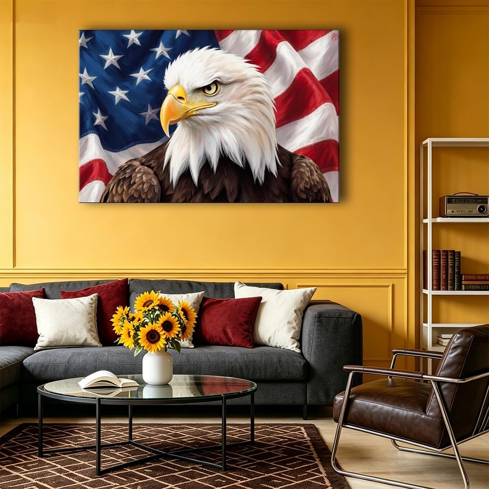 Patriotic Eagle Unframed Canvas Wall Art