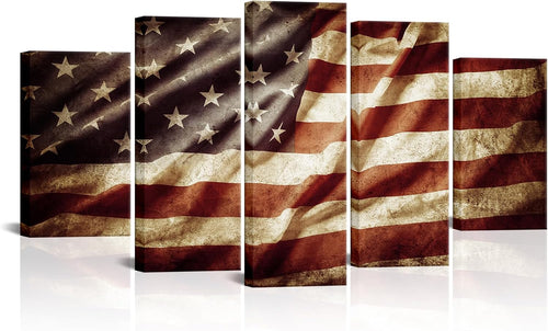 5‑Panel Framed American Flag Canvas Wall Art