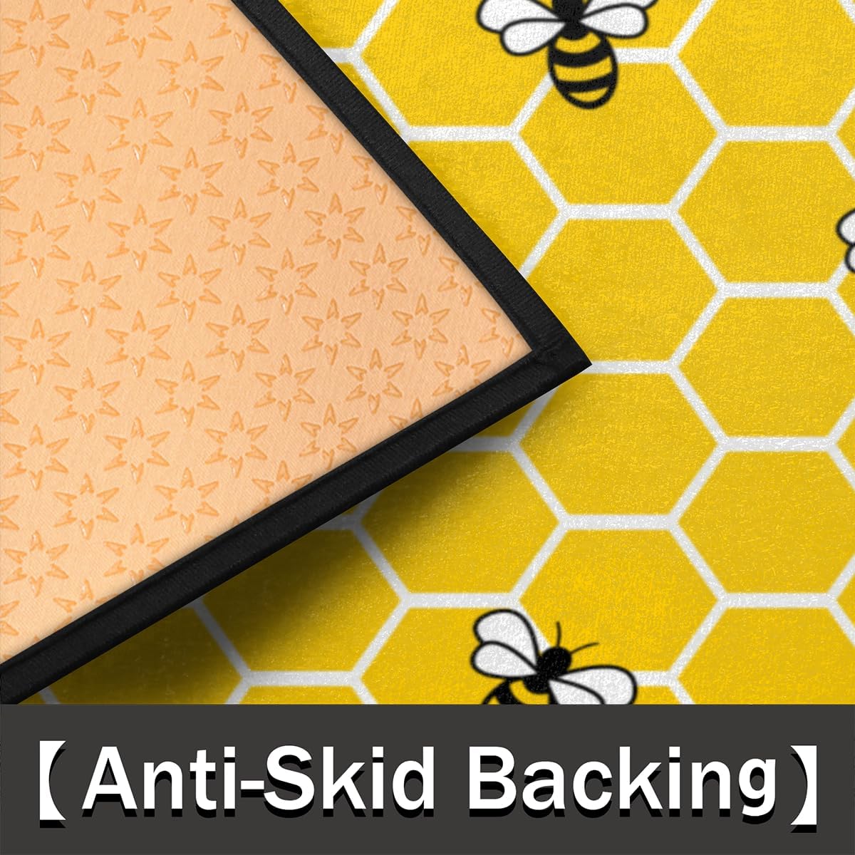 Honeycomb Bee Half‑Round Non‑Slip Welcome Doormat
