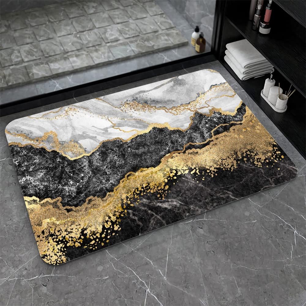 Marble‑Pattern Diatomite Absorbent Bath Mat
