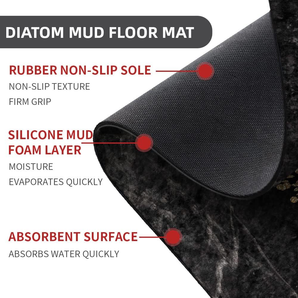 Marble‑Pattern Diatomite Absorbent Bath Mat
