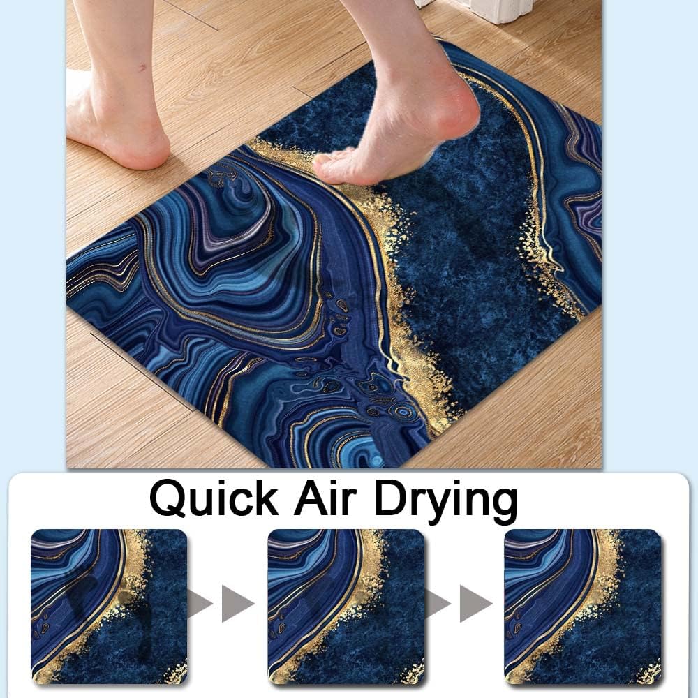 Marble‑Pattern Absorbent Non‑Slip Bath Rug