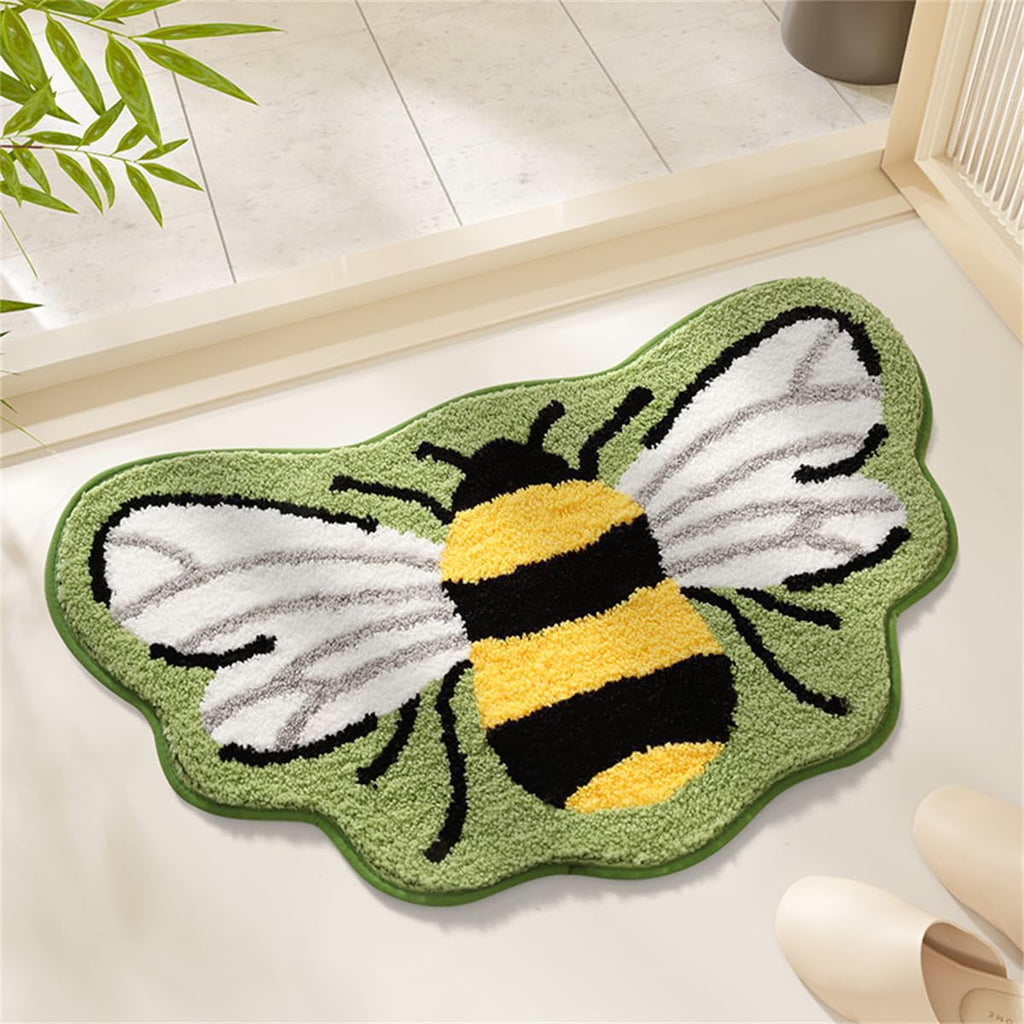 Cartoon Bee Fluffy Non‑Slip Absorbent Bath Rug