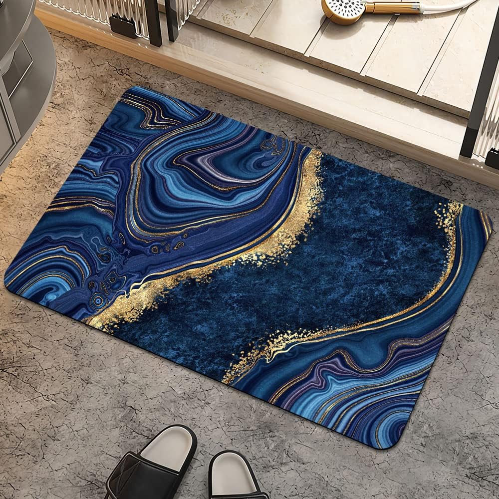 Marble‑Pattern Absorbent Non‑Slip Bath Rug