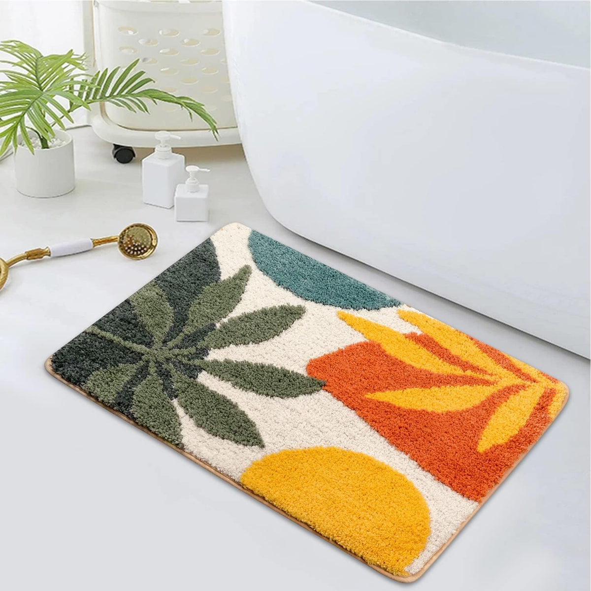 Abstract Microfiber Non‑Slip Bath Rug