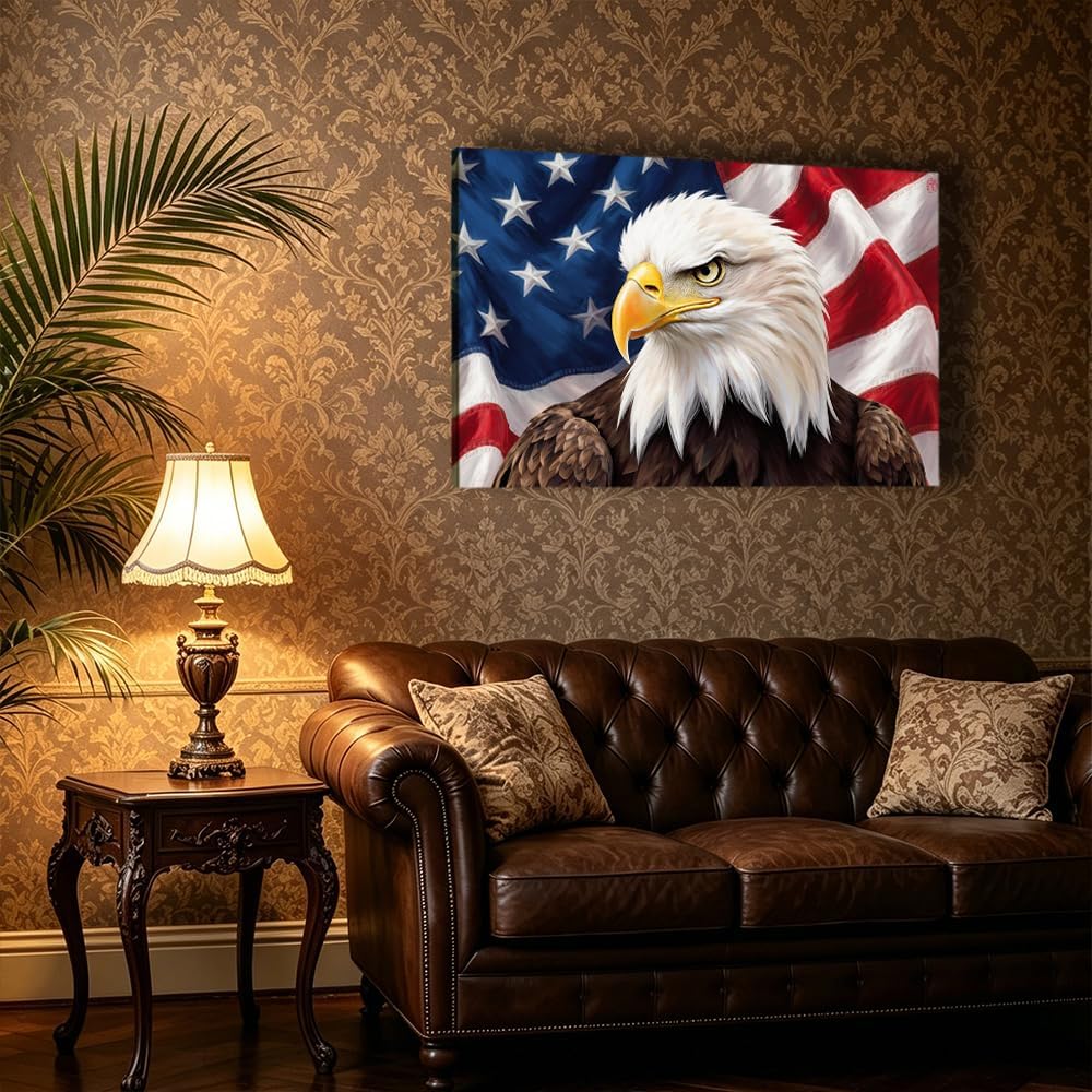 Patriotic Eagle Unframed Canvas Wall Art