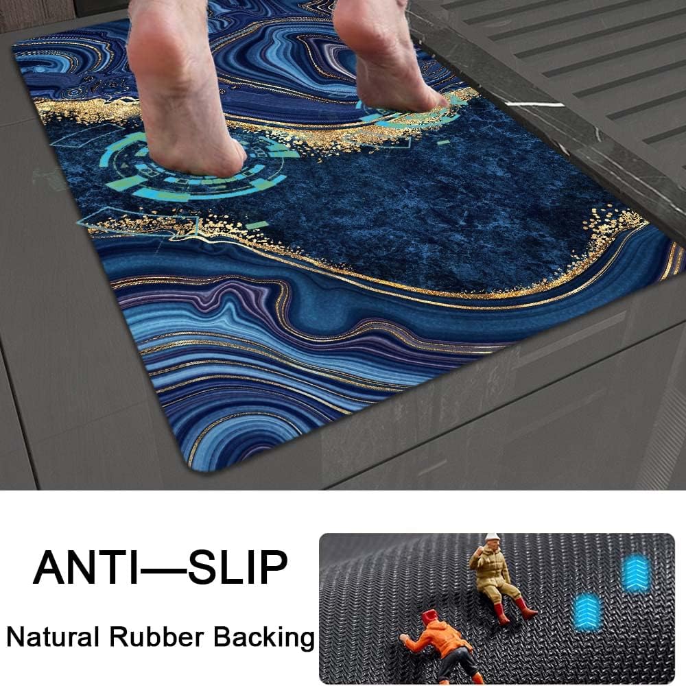 Marble‑Pattern Absorbent Non‑Slip Bath Rug