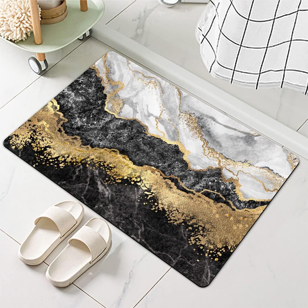 Marble‑Pattern Diatomite Absorbent Bath Mat