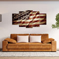 5‑Panel Framed American Flag Canvas Wall Art