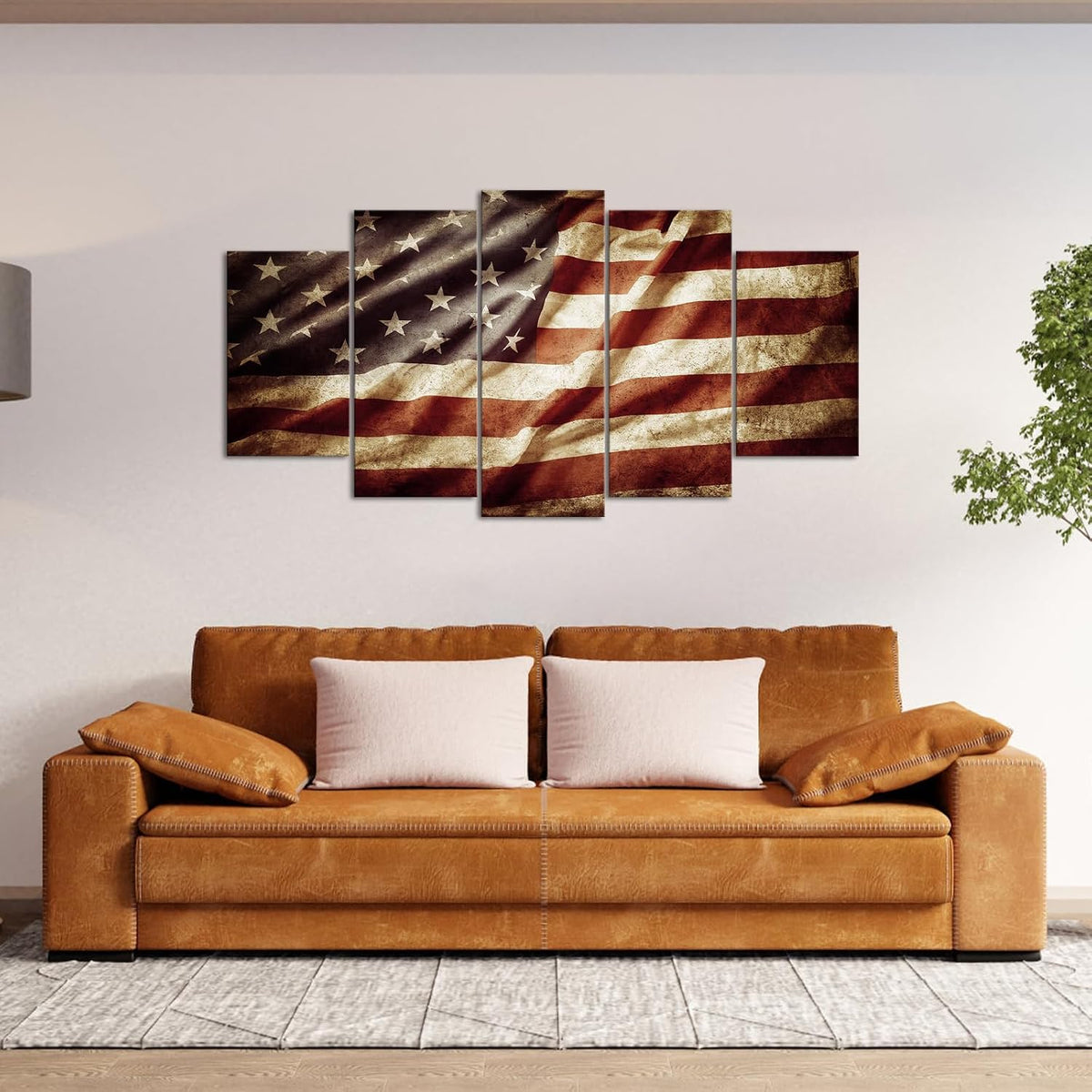 5‑Panel Framed American Flag Canvas Wall Art
