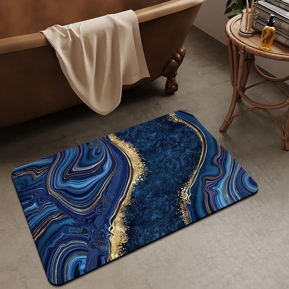 Marble‑Pattern Absorbent Non‑Slip Bath Rug
