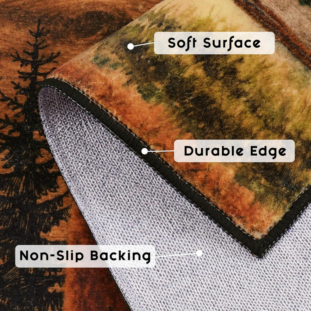 Rustic Wildlife Plaid Washable Entry Rug