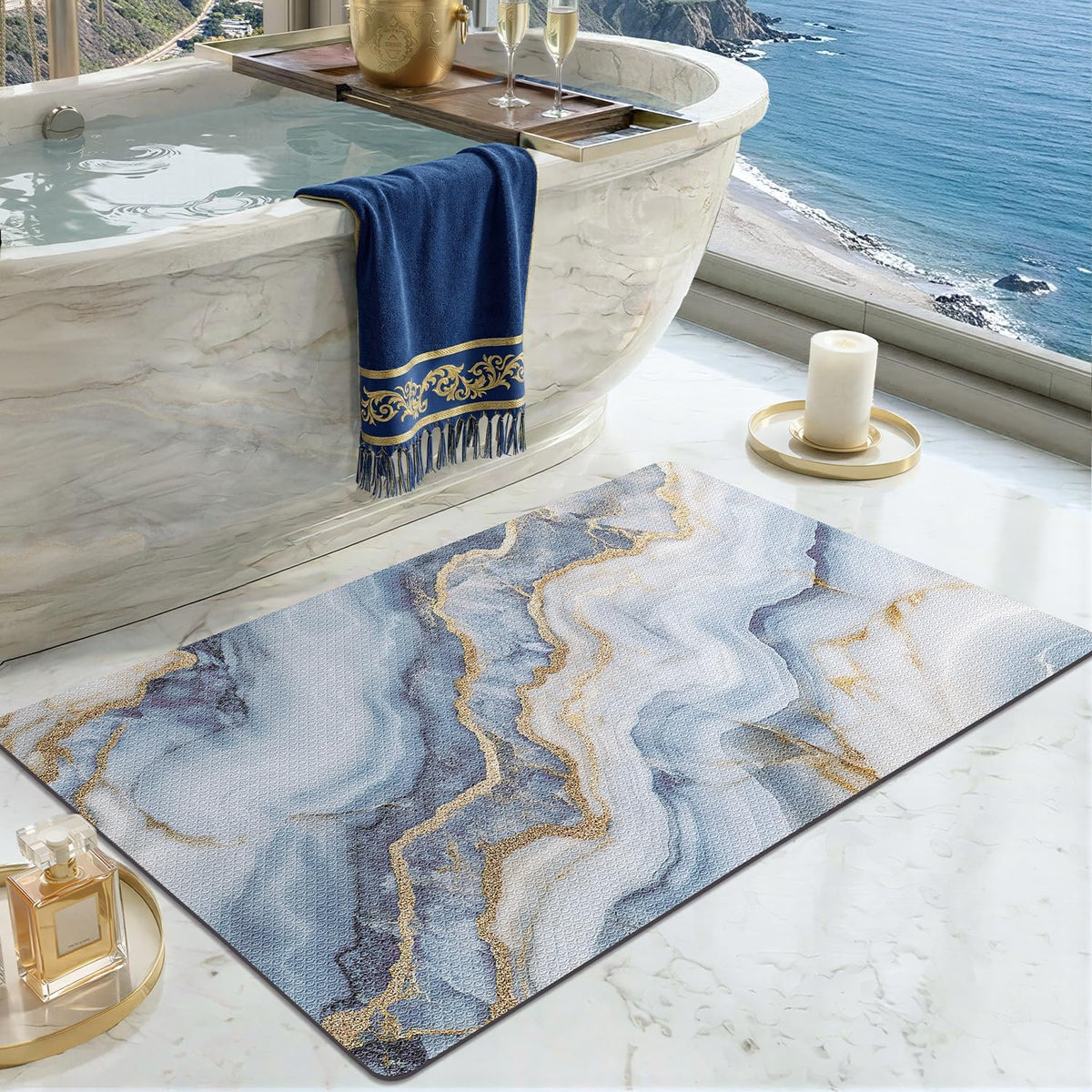 Coastal Quick‑Dry Washable Bath Rug