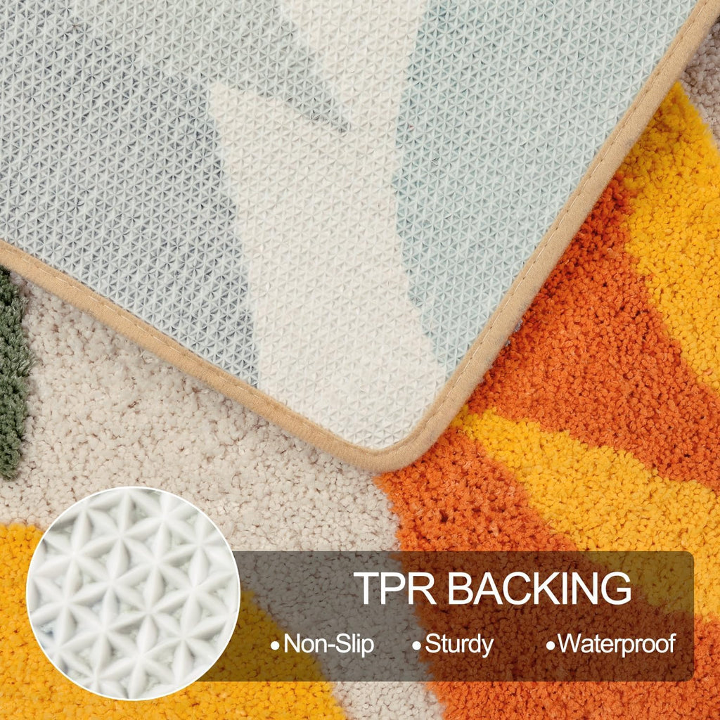 Abstract Microfiber Non‑Slip Bath Rug