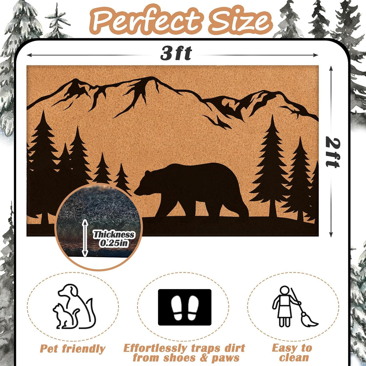 Black Bear Coir Welcome Doormat
