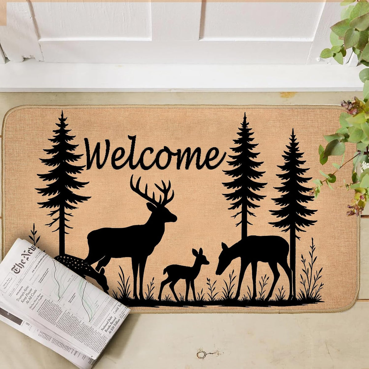Forest Deer Non‑Slip Welcome Doormat