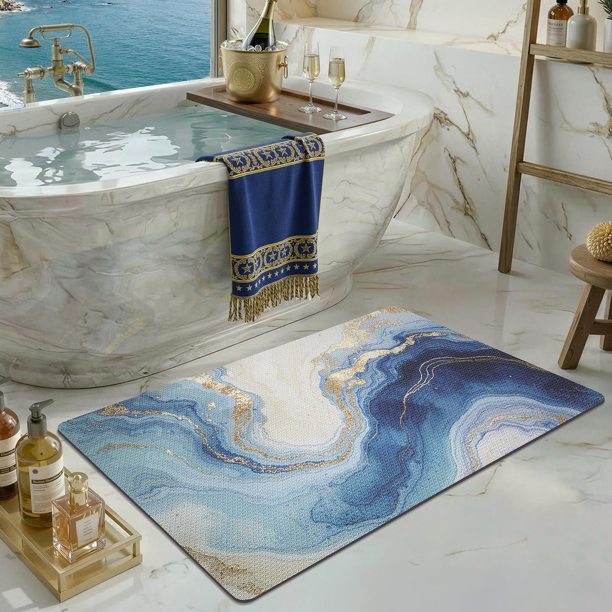 Coastal Washable Low‑Pile Bath Rug