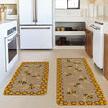 Farmhouse Bee 2‑Piece Non‑Slip Washable Kitchen Rug Set