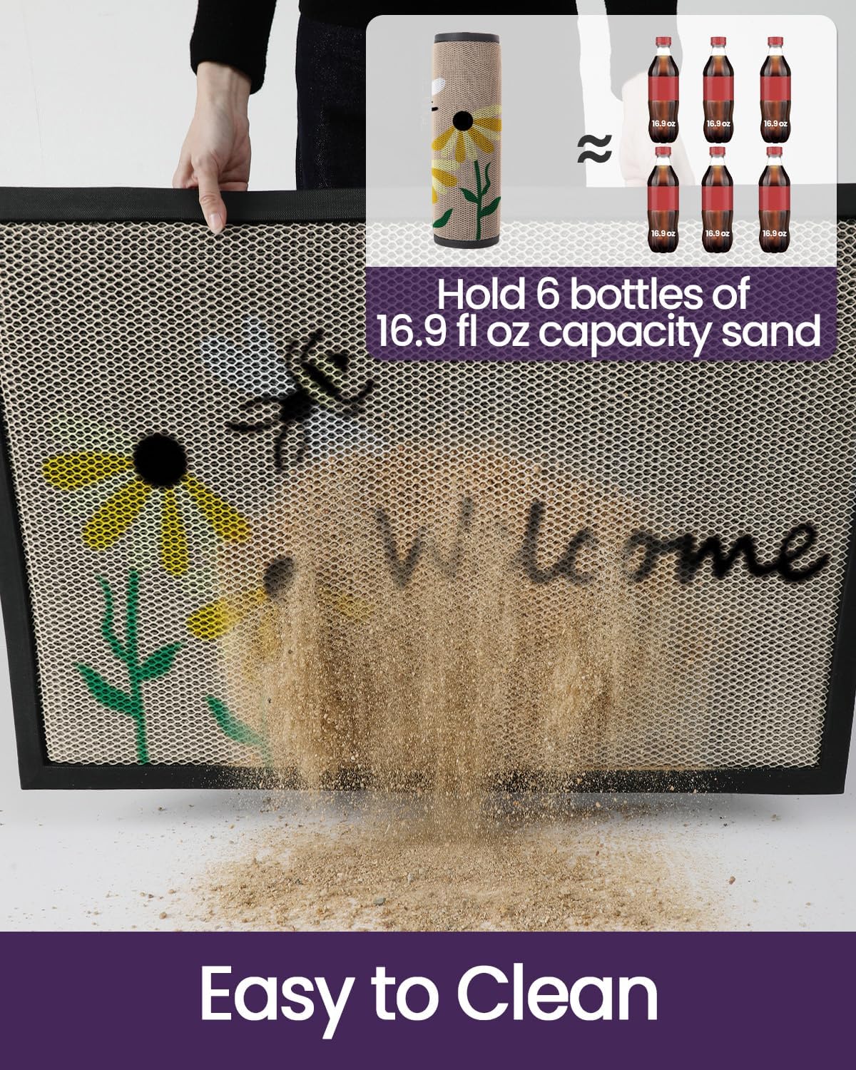 Summer Bee Floral Heavy‑Duty Welcome Doormat
