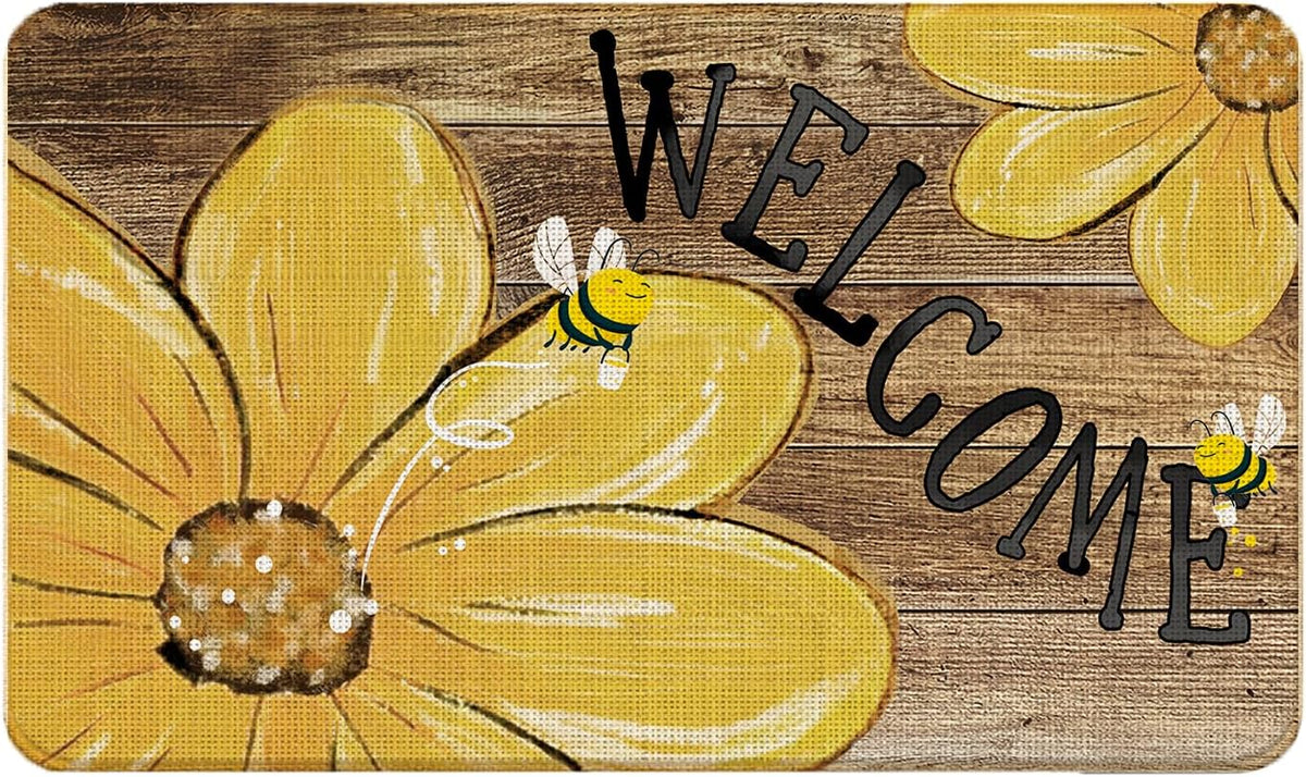 Sunflower Bee Farmhouse Welcome Doormat