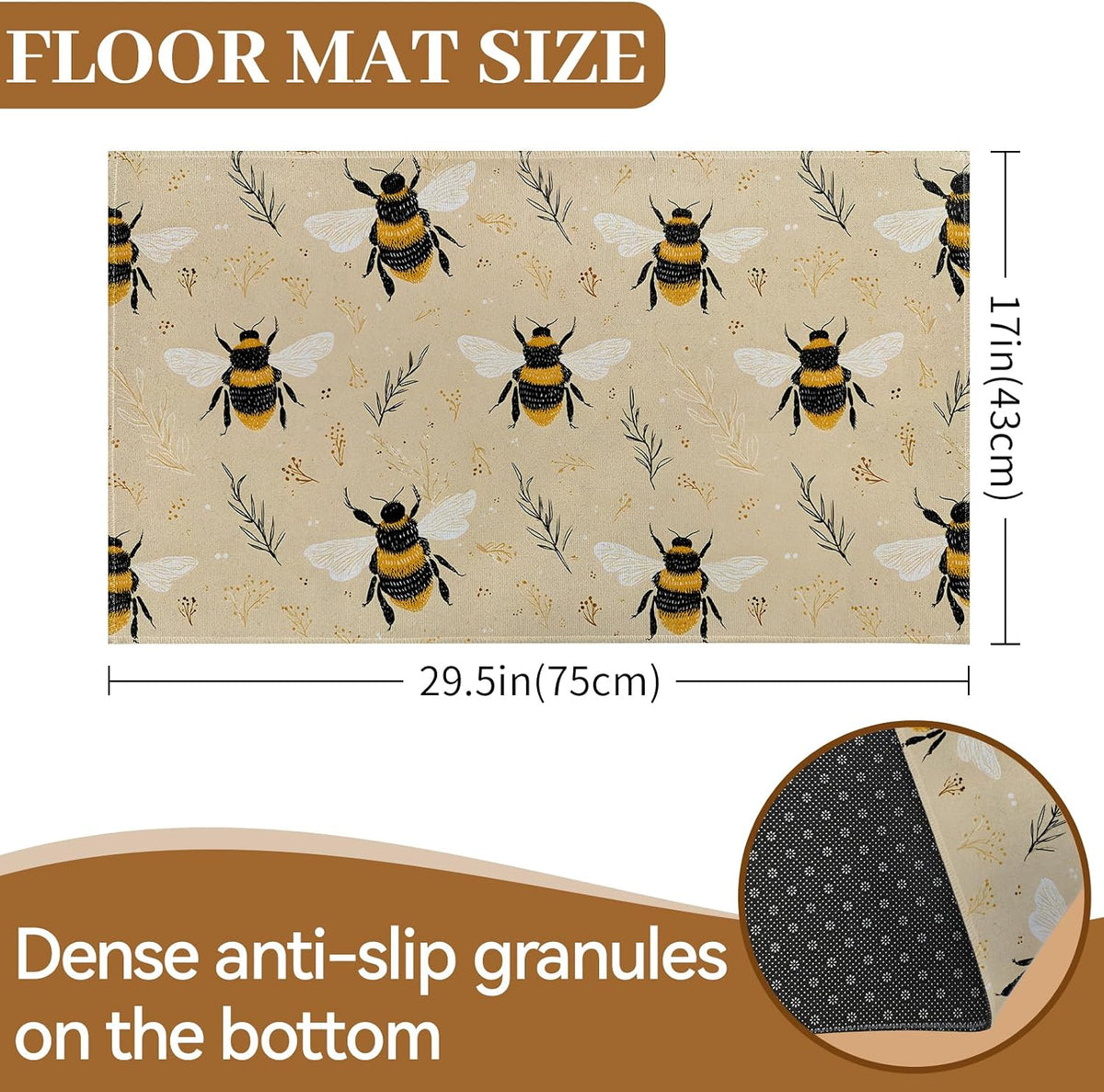 Vintage Bumble Bee Non‑Slip Welcome Doormat