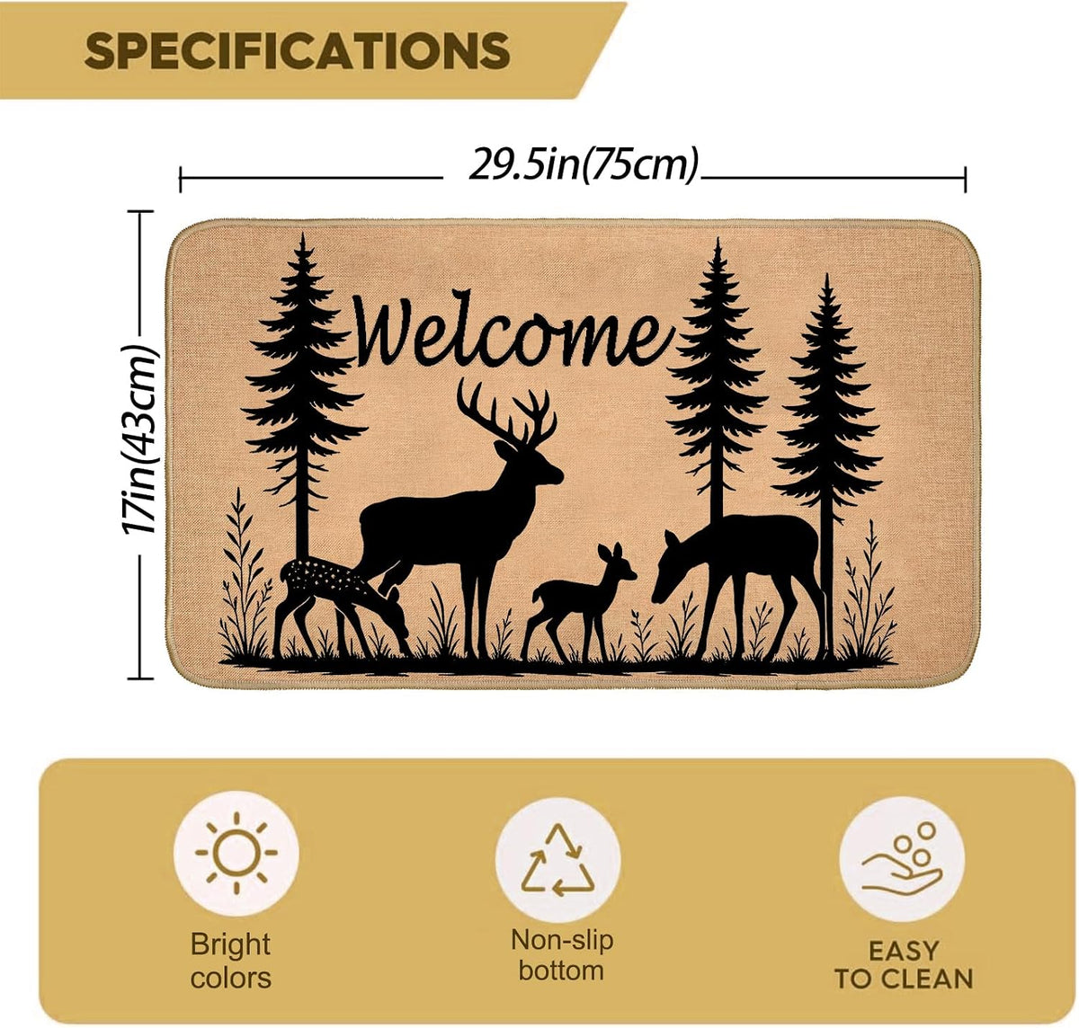 Forest Deer Non‑Slip Welcome Doormat