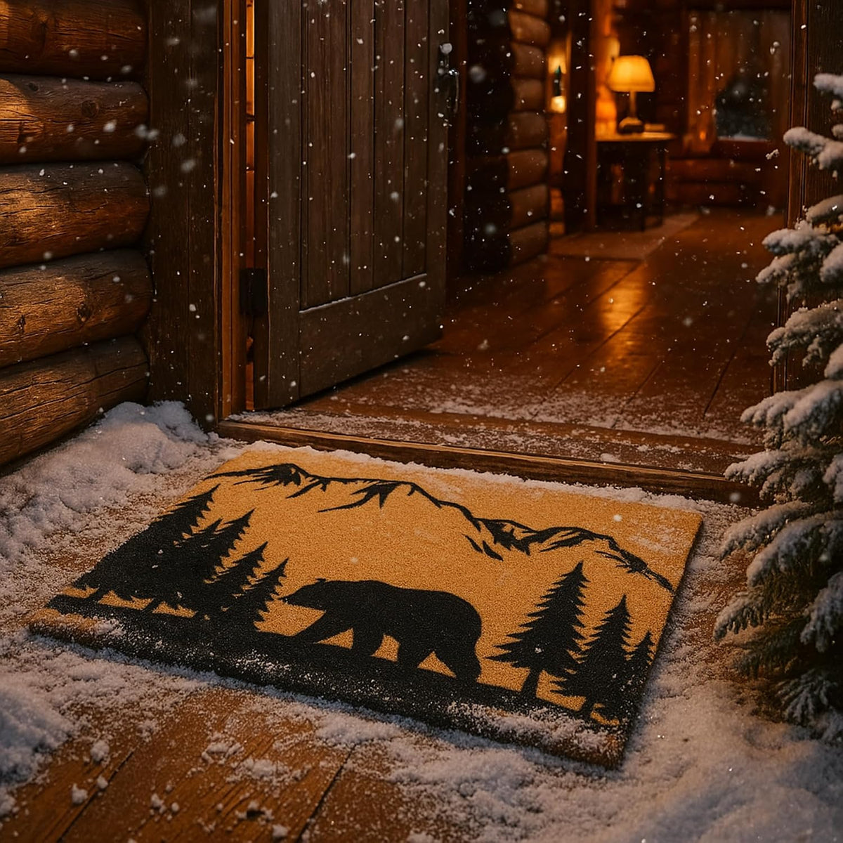 Black Bear Coir Welcome Doormat