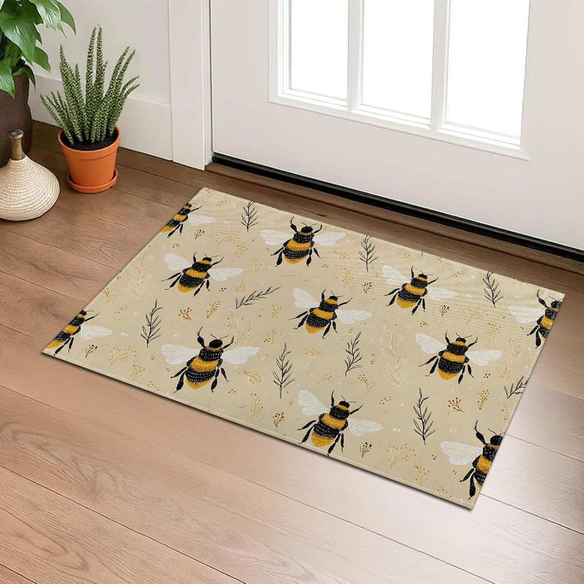 Vintage Bumble Bee Non‑Slip Welcome Doormat