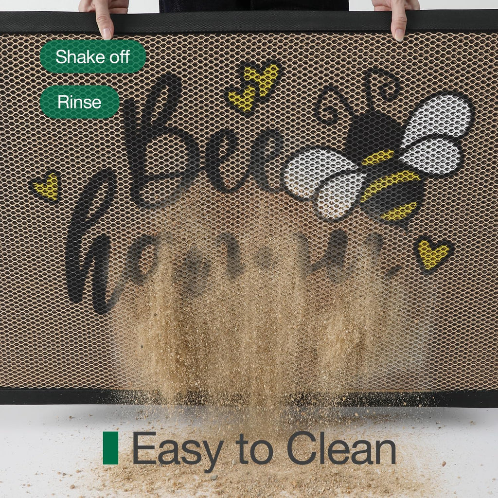 Bee Happy Rubber Non‑Slip Welcome Doormat