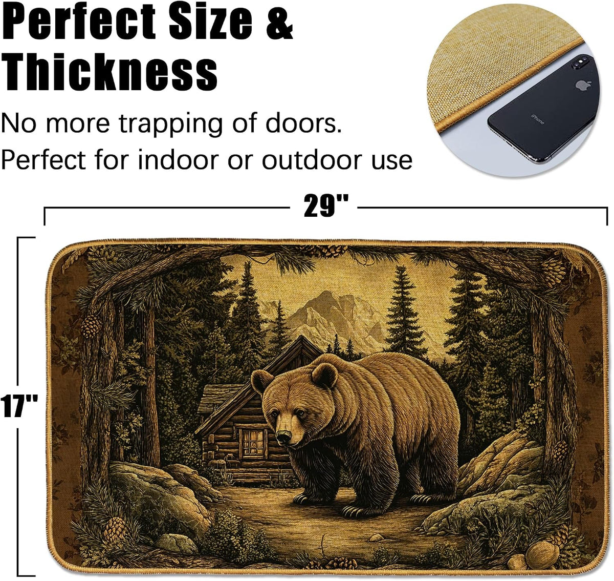 Rustic Bear Cabin Non‑Slip Doormat
