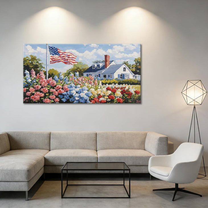 Americana Garden American Flag Canvas Wall Art