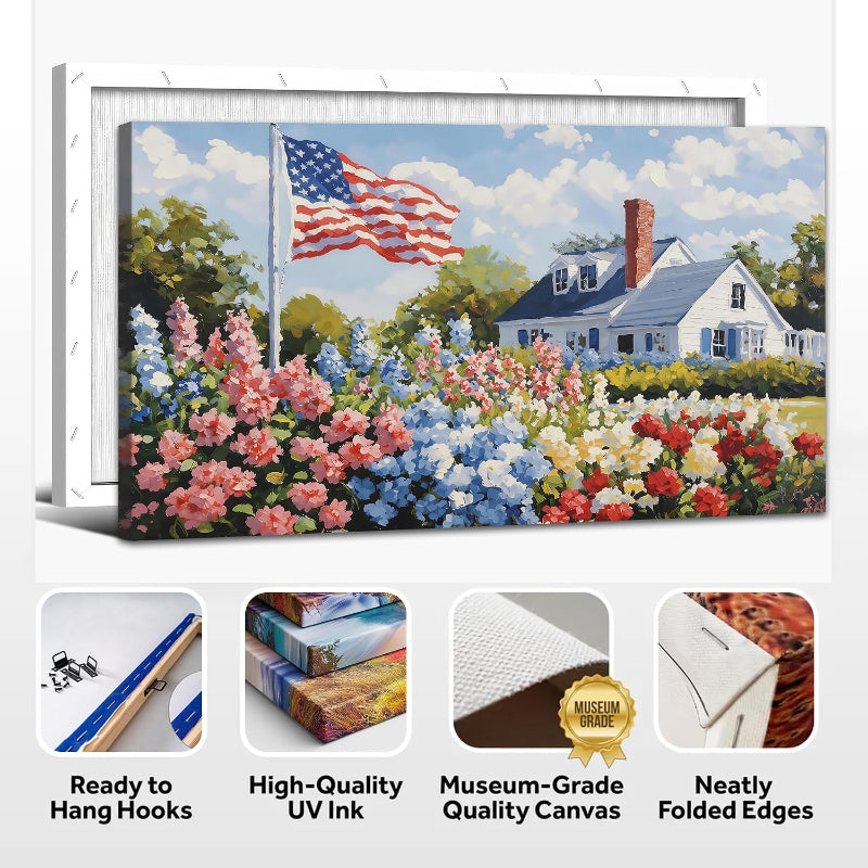 Americana Garden American Flag Canvas Wall Art