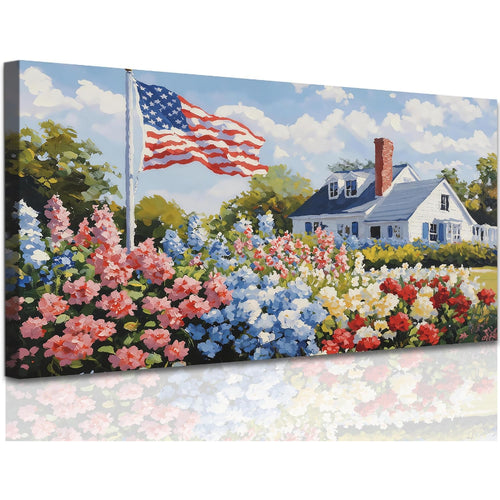 Americana Garden American Flag Canvas Wall Art